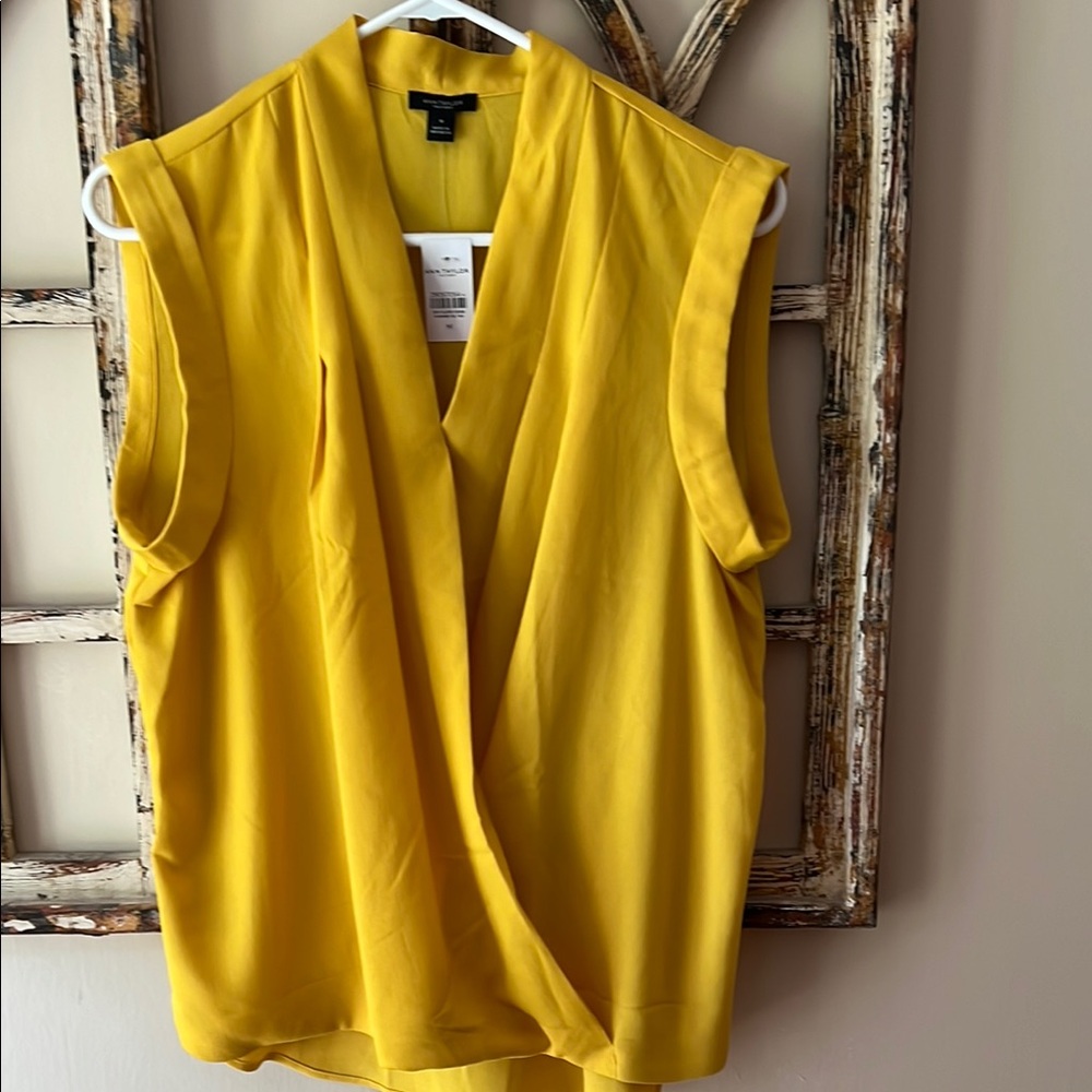 Ann Taylor Gold Sleeveless Wrap Blouse